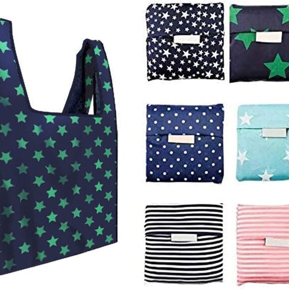 Brand New 6Pack Reusable Grocery Tote 20x13 Waterproof Foldable Eco-Friendly - Picture 1 of 6
